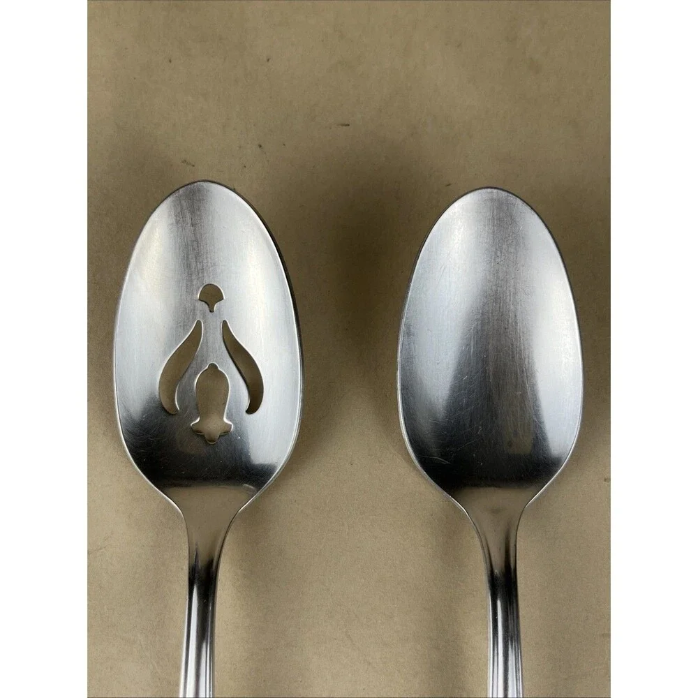 VTG Rogers & Bro. Stainless Park Lane Chatelaine Pierced & Solid Serving‎ Spoons